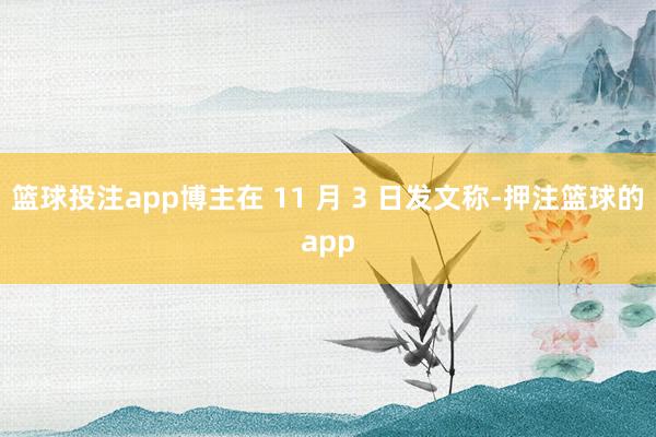 篮球投注app博主在 11 月 3 日发文称-押注篮球的app