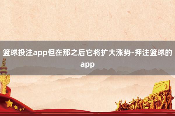 篮球投注app但在那之后它将扩大涨势-押注篮球的app