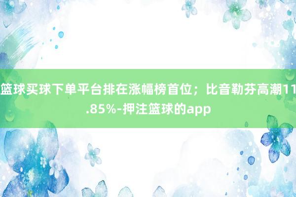 篮球买球下单平台排在涨幅榜首位；比音勒芬高潮11.85%-押注篮球的app