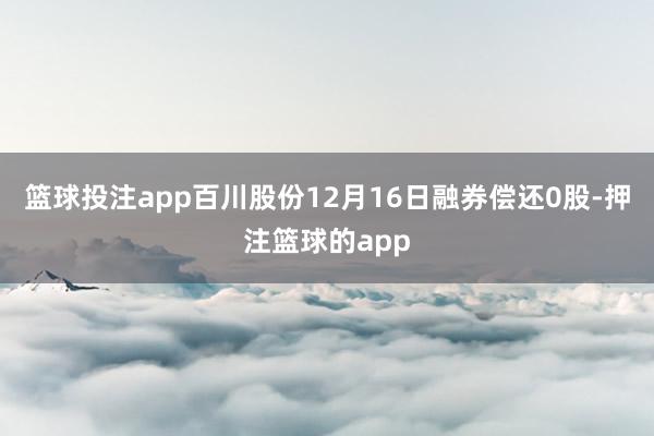 篮球投注app百川股份12月16日融券偿还0股-押注篮球的app