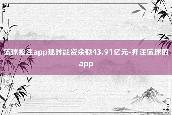 篮球投注app现时融资余额43.91亿元-押注篮球的app