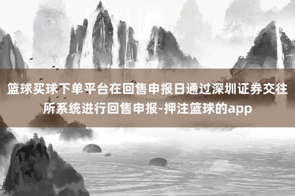 篮球买球下单平台在回售申报日通过深圳证券交往所系统进行回售申报-押注篮球的app