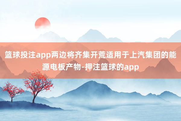 篮球投注app两边将齐集开荒适用于上汽集团的能源电板产物-押注篮球的app