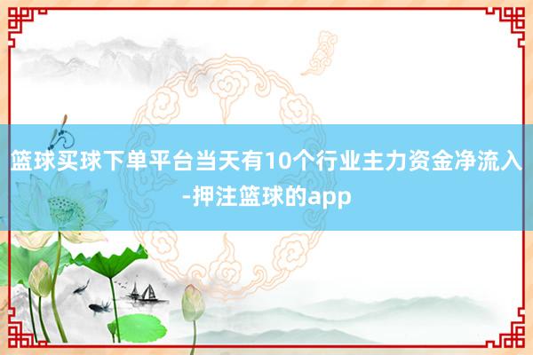 篮球买球下单平台当天有10个行业主力资金净流入-押注篮球的app