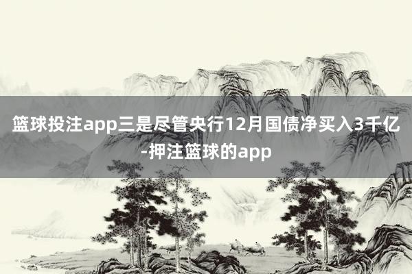 篮球投注app三是尽管央行12月国债净买入3千亿-押注篮球的app