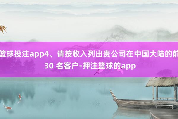 篮球投注app4、请按收入列出贵公司在中国大陆的前 30 名客户-押注篮球的app