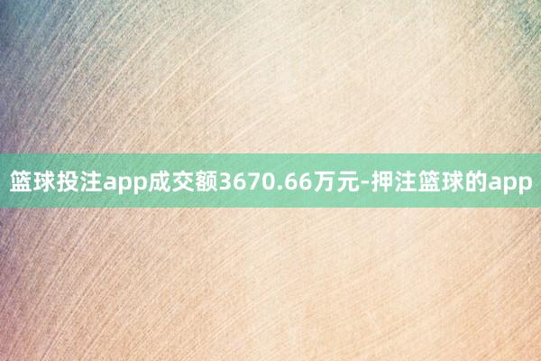 篮球投注app成交额3670.66万元-押注篮球的app