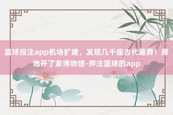 篮球投注app机场扩建，发现几千座古代墓葬！原地开了家博物馆-押注篮球的app