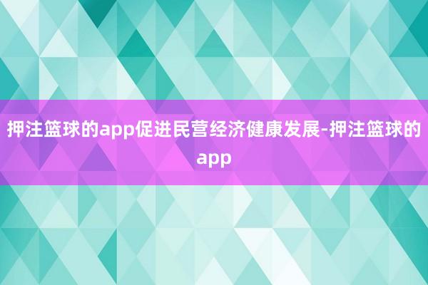 押注篮球的app促进民营经济健康发展-押注篮球的app