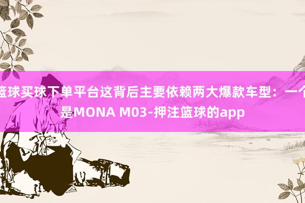 篮球买球下单平台这背后主要依赖两大爆款车型：一个是MONA M03-押注篮球的app